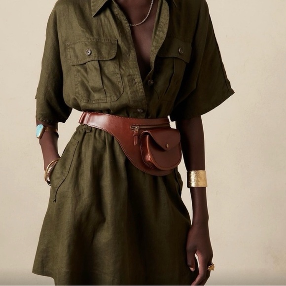 Banana Republic Dresses & Skirts - Banana Republic Olive Green Linen utility dress